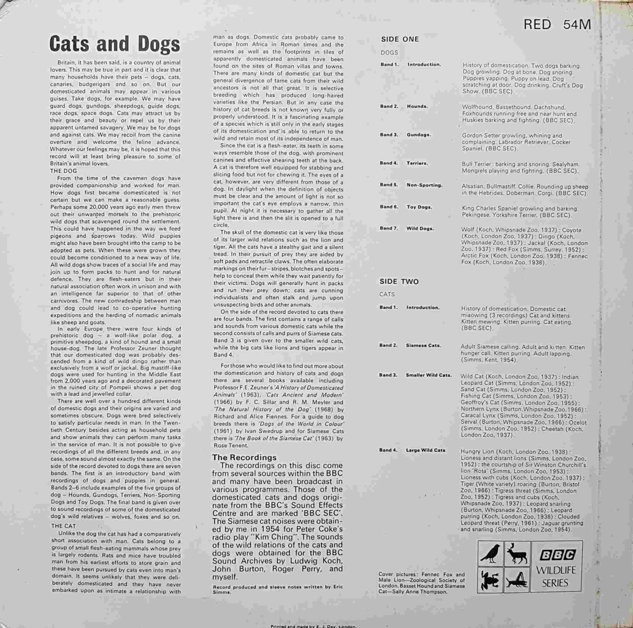 Picture of RED 54 Cats and dogs by artist Various from the BBC records and Tapes library
